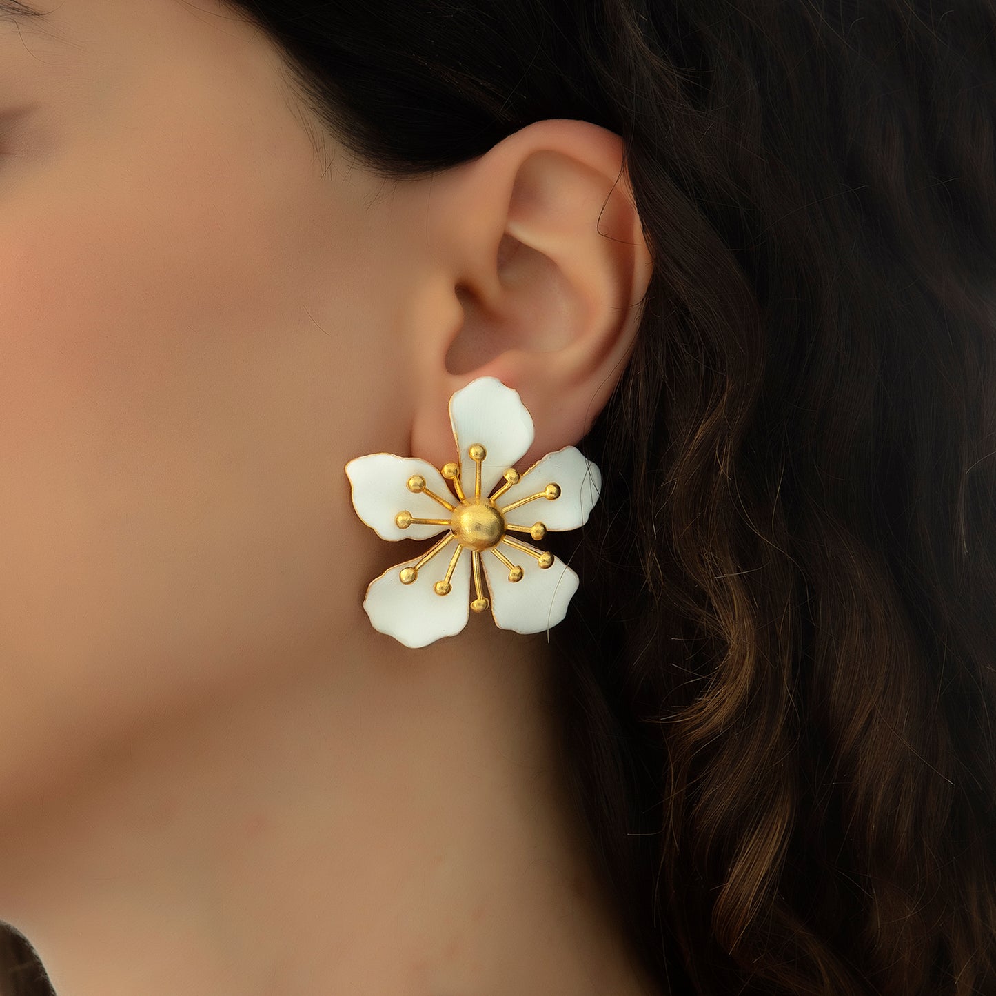 Magnolia Çiçek Küpe