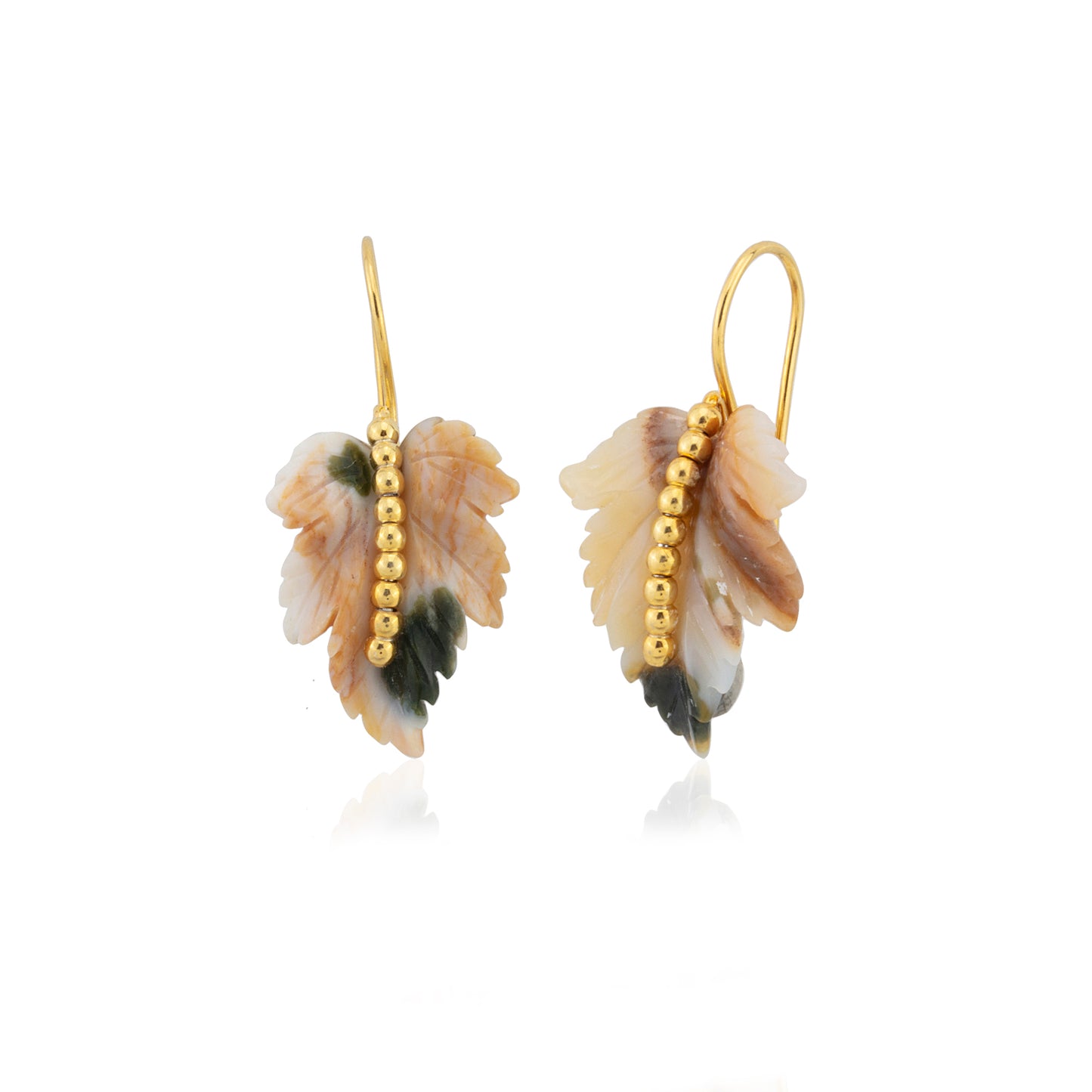Moss Agate Leaf Earrings