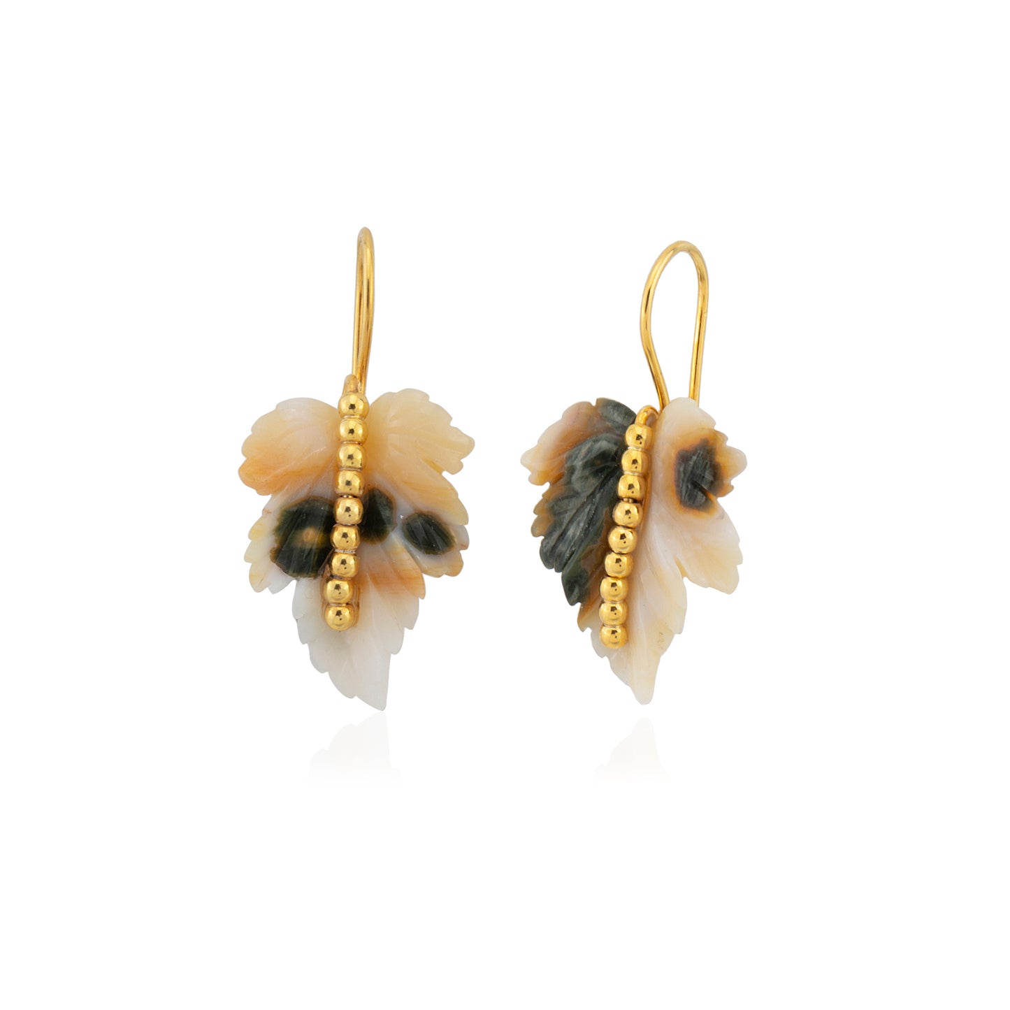 Moss Agate Leaf Earrings