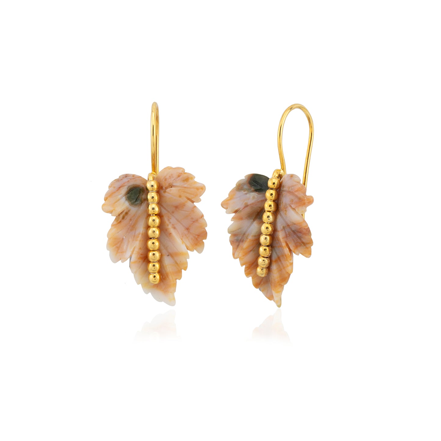 Moss Agate Leaf Earrings