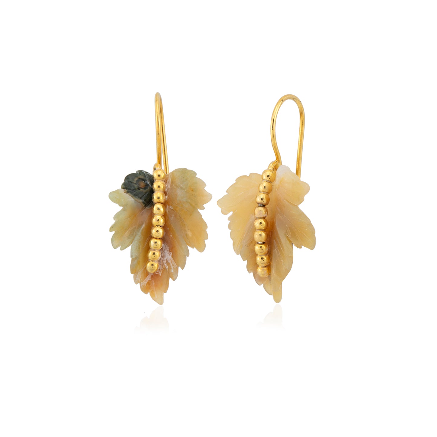 Moss Agate Leaf Earrings