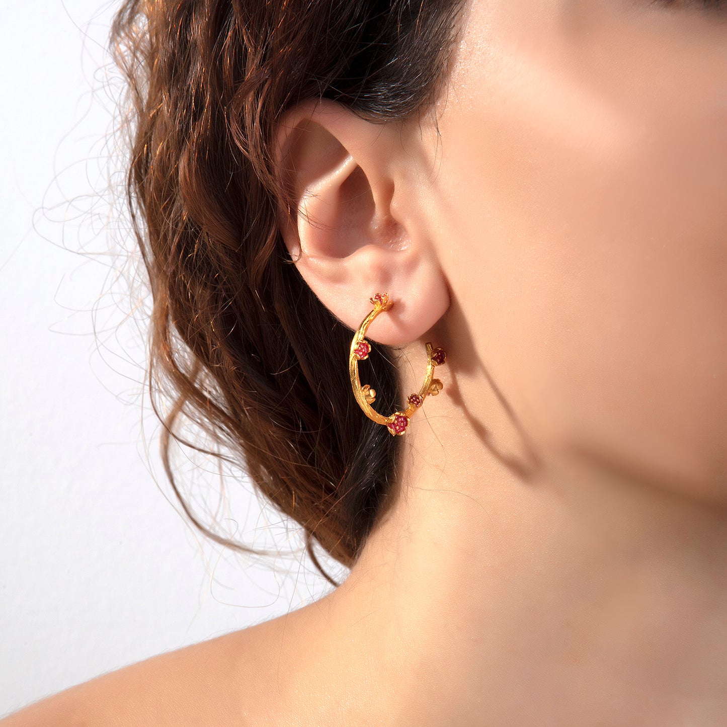 Small Flower Hoop Earrings